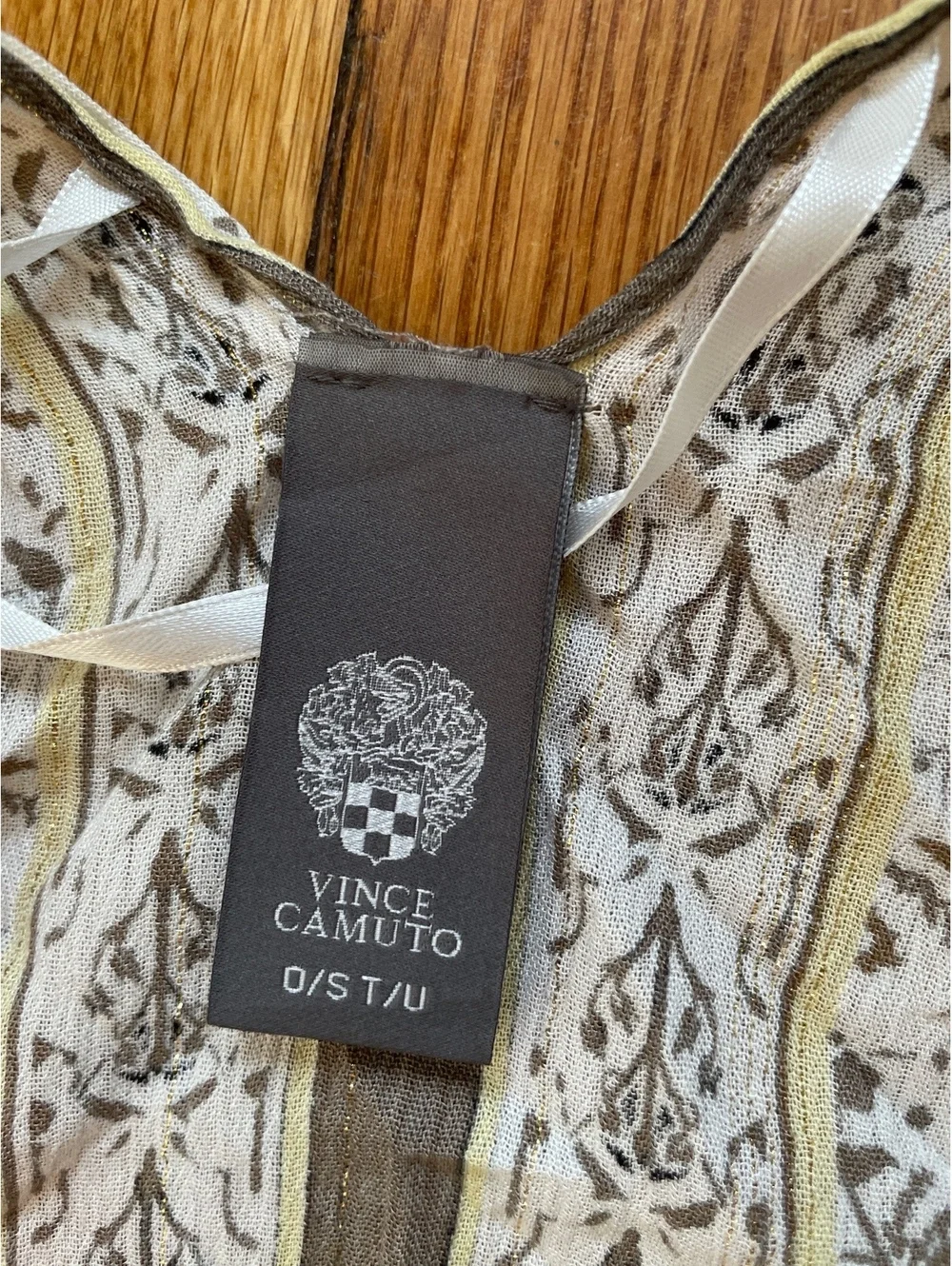 Vince Camuto Boho Wrap Cover Up Kimono Cream Lurex Yellow Olive Rayon Tassel OS